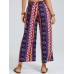 Bohemia Ethnic Print Elastic Waist Wide Leg Lounge Pants For Women