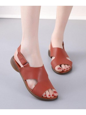 Orange Walking Sandals Genuine Leather Casual  Water Sandals