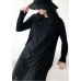 Italian black cotton dress hollow out Maxi summer patchwork Dress