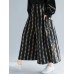 Women Plaid Striped Print Plus Size Side Pocket Loose Pants