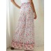 Bohemian High Waist Knotted Floral Print Holiday Ethnic Wide Leg Pants