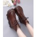 Brown Boots Platform Cowhide Leather Unique Platform Boots