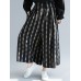 Women Plaid Striped Print Plus Size Side Pocket Loose Pants