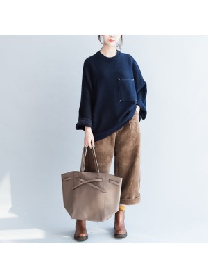 new fashion plus size knit pullover navy thick batwing sleeve sweaters