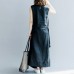 Elegant black linen maxi dress oversized O neck baggy dresses linen clothing dress casual Sleeveless tie waist caftans