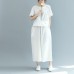 New white cotton maxi dress Loose fitting o neck Cinched traveling clothing 2018 short sleeve baggy dresses