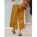 100  Cotton Solid Casual Loose Ninth Pleated Pants for Women