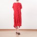 boutique red dotted natural linen dress oversized draping traveling clothing casual o neck maxi dresses