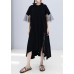 French black cotton Wardrobes side open drawstring cotton robes summer Dresses