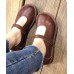 Fashion Chocolate Buckle Strap Loafers For Women Cowhide Leather