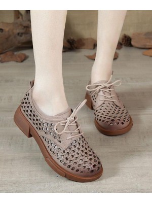 Nude Flat Shoes For Women Genuine Leather Boutique Cross Strap Flat Shoes