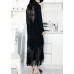 Italian black cotton dress hollow out Maxi summer patchwork Dress