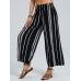 Bohemia Striped Polka Dot Print Elastic Waist Wide Leg Lounge Pants For Women